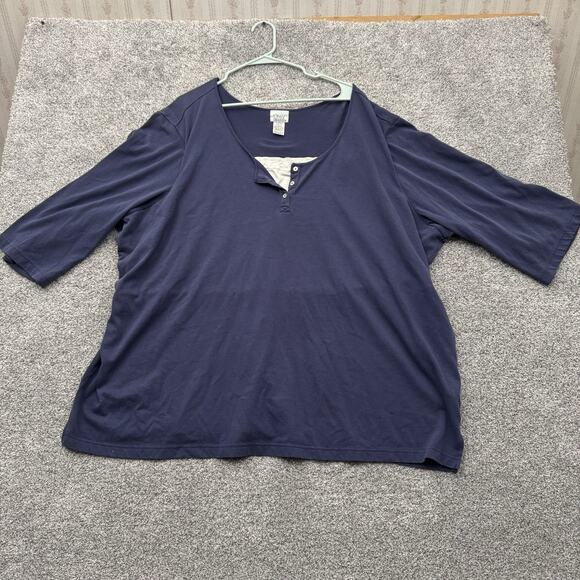 Henley Top Womens Plus 4X Romantic Grandmacore Cottagecore Lace Detail Soft Cozy - Picture 1 of 7